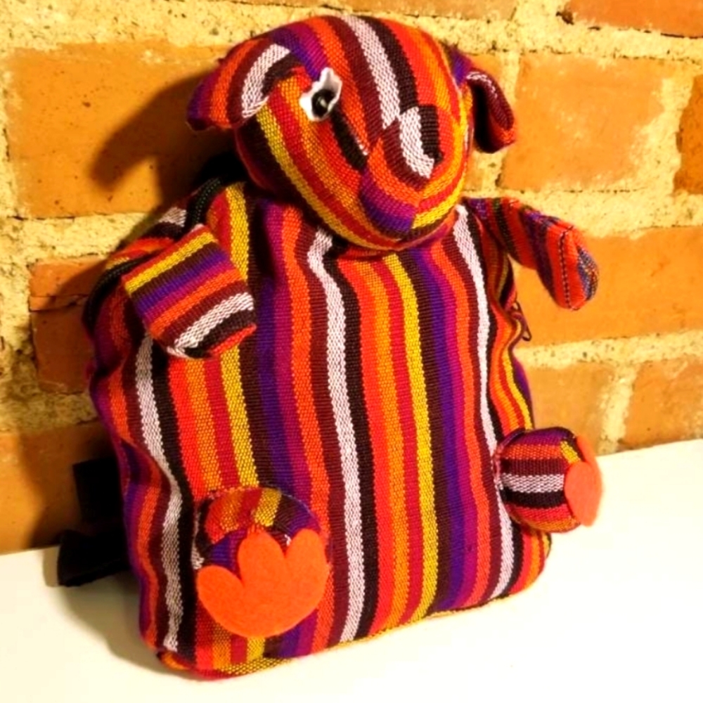 PUPPY DOG BABY BACKPACK COLORFUL STRIPED KIDS GIRLS BOYS FESTIVAL RAINBOW FURRY